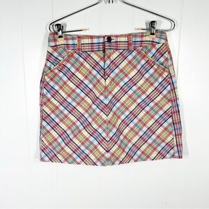 Croft & Barrow Pink Madras Plaid Mini Skort 6